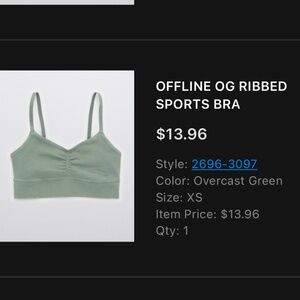 Aerie Offline OG Ribbed Sports Bra Overcast Green